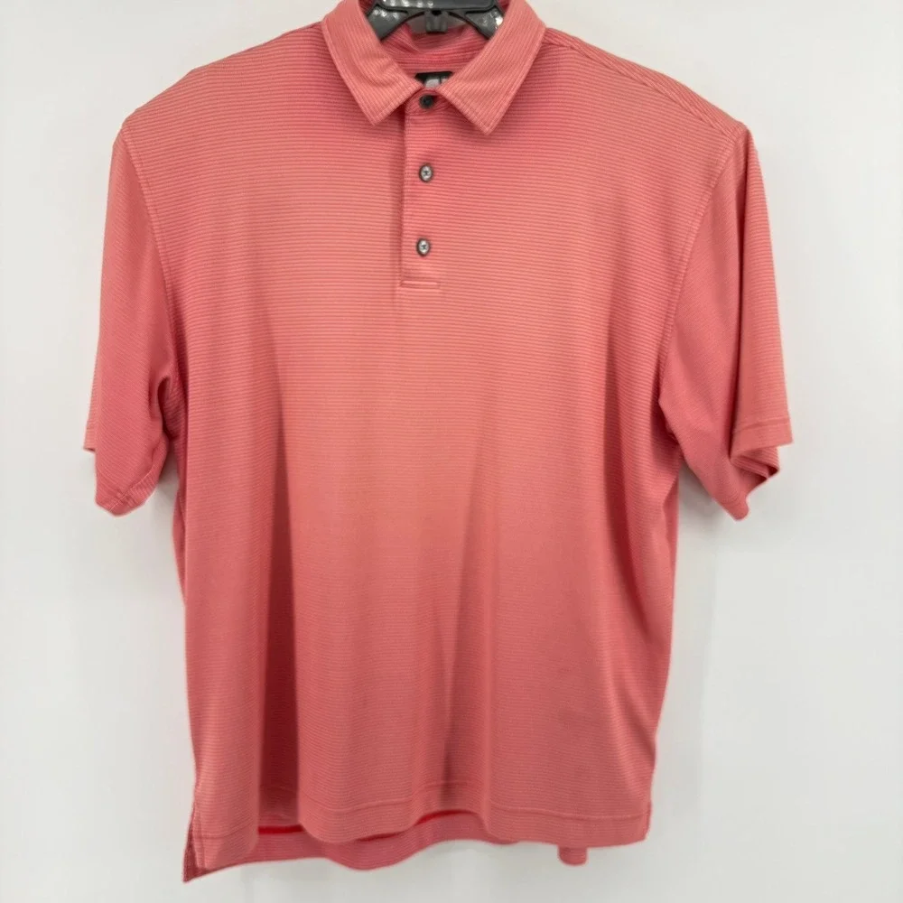 Footjoy Mens XL Red Stripe Golf Polo Shirt Short Sleeve‎ Performance Tech
